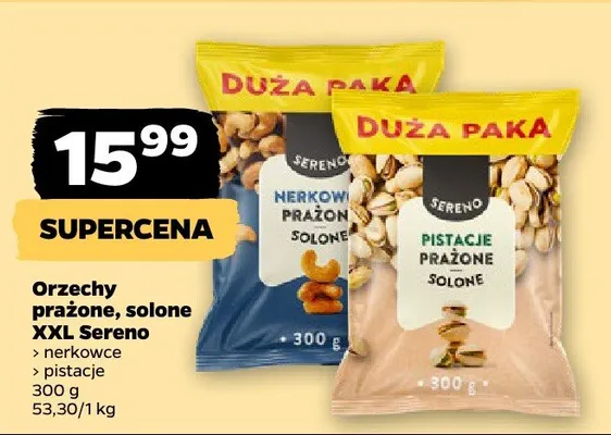 Orzechy prażone, solone XXL nerkowca, pistacje promocja w Netto