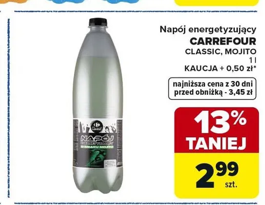 Napój energetyzujący CARREFOUR CLASSIC MOJITO 1l promocja w Carrefour