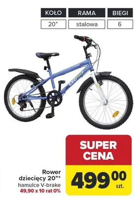 Rower dziecięcy 20" hamulce V-brake promocja w Carrefour