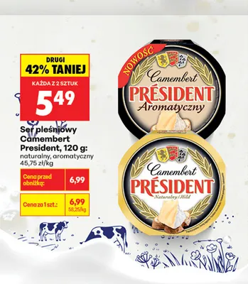 Ser pleśniowy Camembert Président aromatyczny promocja w Biedronka