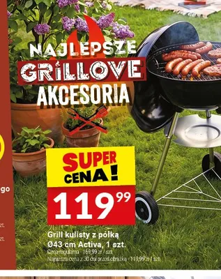 Grill kulisty z półką Activa Ø43cm promocja w Twój Market