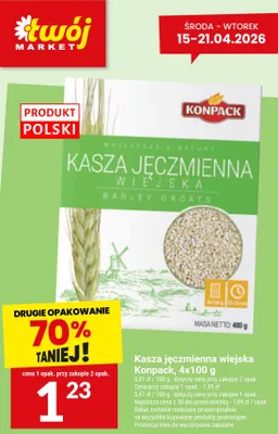 Kasza jęczmienna wiejska 4x100g promocja w Twój Market