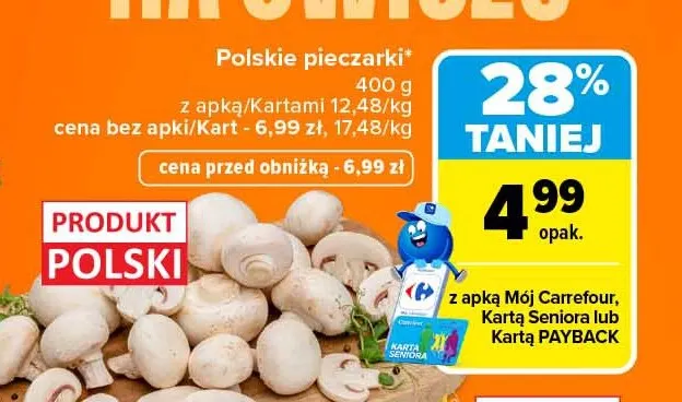 Pieczarki polskie promocja w Carrefour