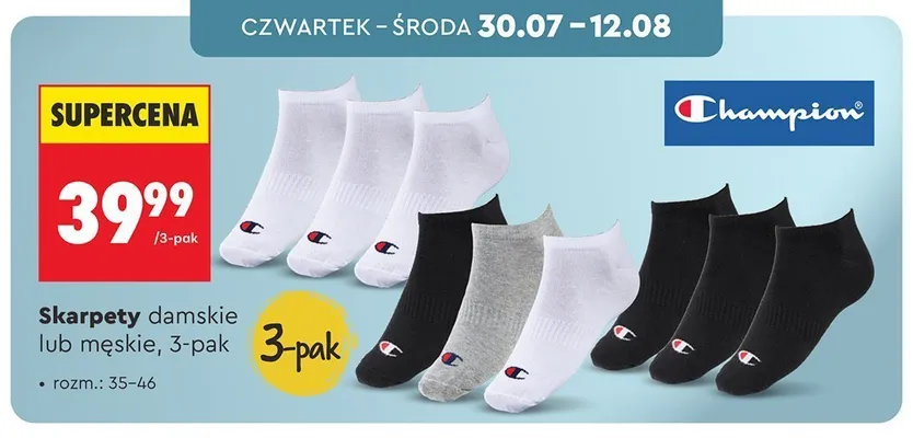 Skarpety damskie Champion 3-pak promocja w Biedronka