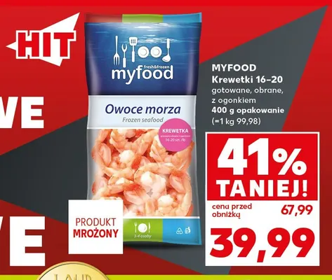 Krewetki 16-20 gotowane obrane z ogonkiem Myfood promocja w Kaufland