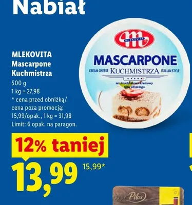 Ser mascarpone Kuchmistrza Mlekovita promocja w Lidl