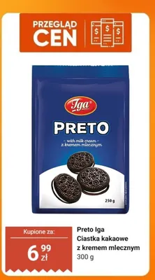 Ciastka kakaowe z kremem mlecznym Iga Preto promocja w Dino