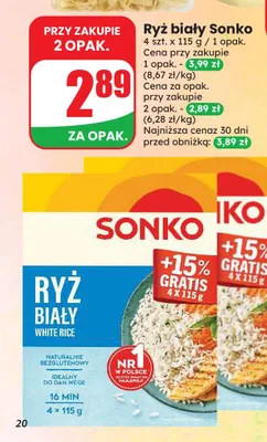Ryż biały Sonko 4-pak promocja w Dino