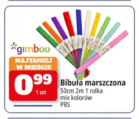 Bibuła marszczona 50 cm 2 m mix kolorów Gimbo promocja w Leclerc