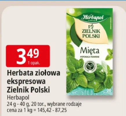 Herbata ziołowa ekspresowa Zielnik Polski promocja w Leclerc