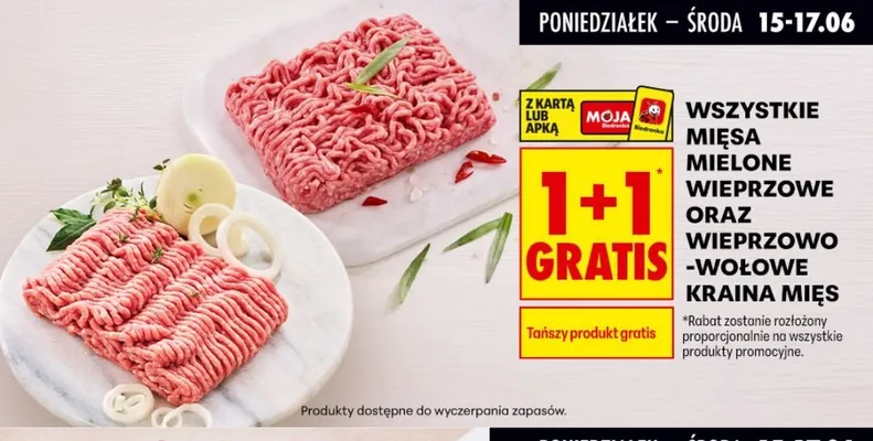 Mięso mielone wieprzowo-wołowe Kraina Mięs promocja w Biedronka