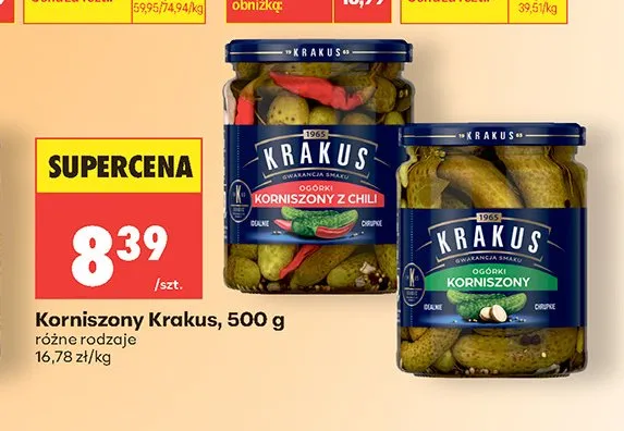 Korniszony z chili Krakus promocja w Biedronka
