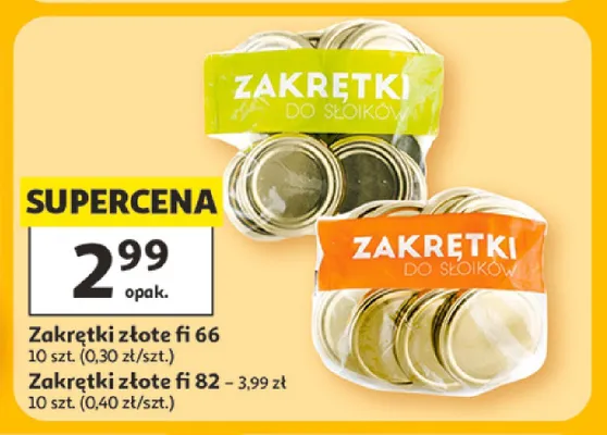 Zakrętki złote fi 82 promocja w Auchan