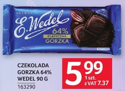 Czekolada gorzka 64% Wedel 90 g promocja w Selgros