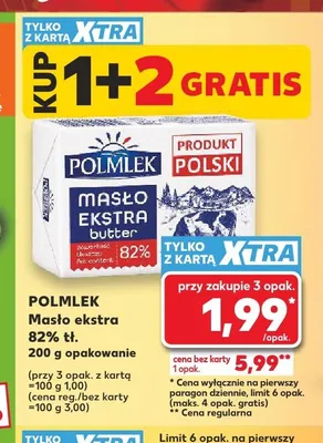 Masło ekstra 82% tł. Polmlek promocja w Kaufland