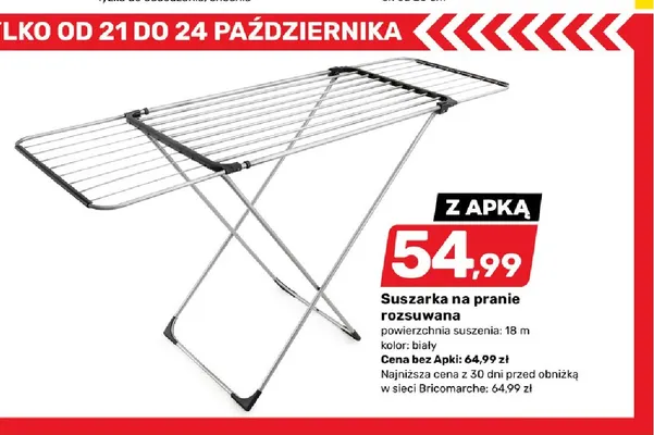 Suszarka na pranie rozsuwana promocja w Bricomarche