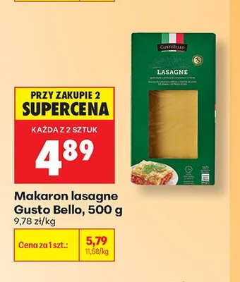 Makaron lasagne Gusto Bello promocja w Biedronka