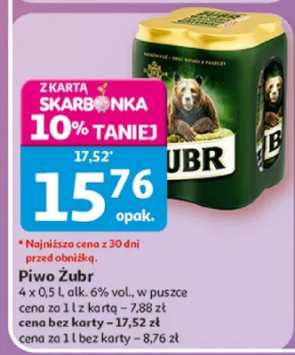 Piwo Żubr w puszce promocja w Auchan