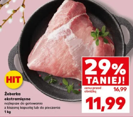 Żeberka ekstramiąsne najlepsze do gotowania z kisznoą kapustą lub do pieczenia promocja w Kaufland