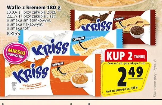 Wafle z kremem o smaku kakaowym Kriss promocja w Prim Market