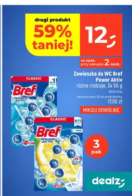 Zawieszka do WC Bref Power Aktiv Ocean 3-pak promocja w Dealz