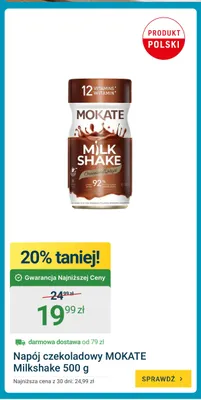 Napój czekoladowy Mokate Milkshake promocja w ERLI