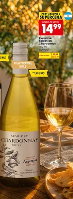 Wino białe półwytrawne Exclusive Selection Chardonnay promocja w Biedronka