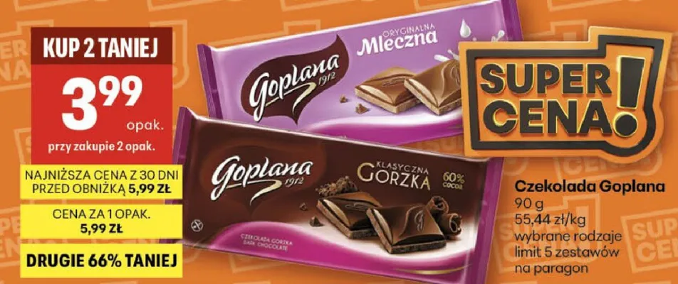 Czekolada Goplana promocja w Delikatesy Centrum