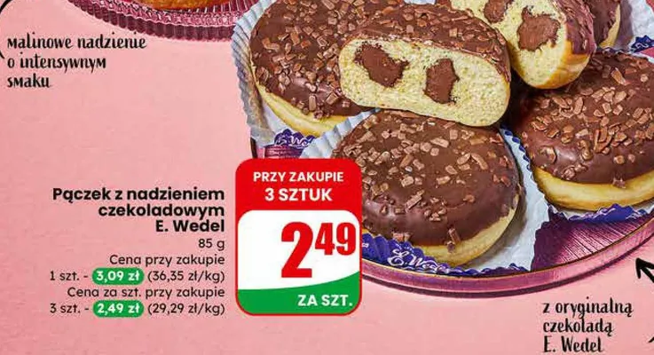 Pączek z nadzieniem czekoladowym promocja w Dino