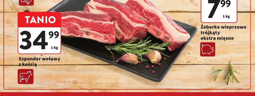 Szponder wołowy z kością promocja w Intermarche