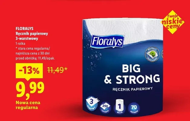 Ręcznik papierowy 3-warstwowy  promocja w Lidl