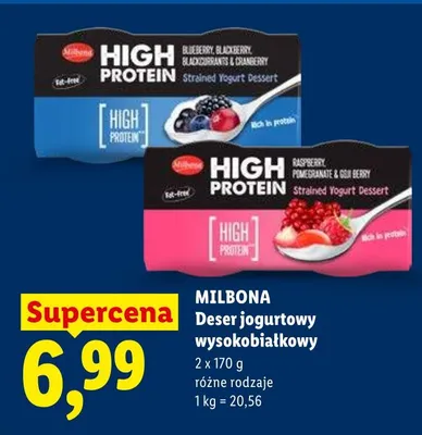 Deser jogurtowy wysokobiałkowy Milbona High Protein promocja w Lidl