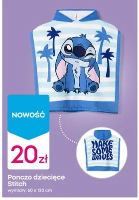 Ponczo dziecięce Stitch 60x120cm promocja w Pepco