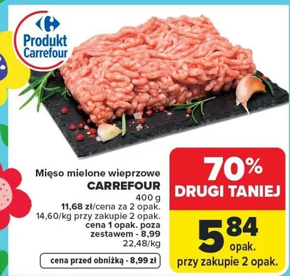 Mięso mielone wieprzowe promocja w Carrefour Market