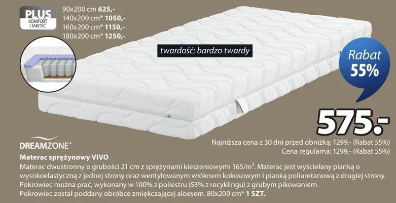 Materac sprężynowy VIVO promocja w Jysk