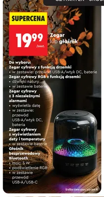 Zegar cyfrowy z 3 niezależnymi alarmami promocja w Biedronka