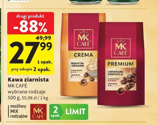 Kawa ziarnista MK Café Premium promocja w Intermarche