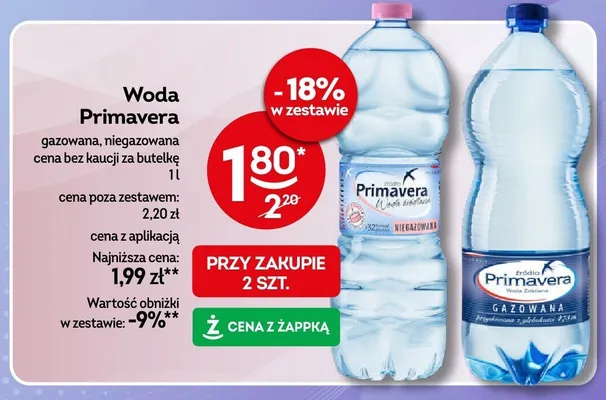 Woda Primavera niegazowana promocja w Żabka