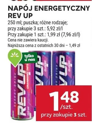 Napój energetyczny Rev Up promocja w Stokrotka