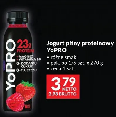 Jogurt pitny proteinowy YoPRO różne smaki promocja w Makro