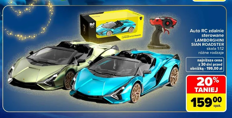 Auto RC zdalnie sterowane Lamborghini Sian Roadster skala 1:12 promocja w Carrefour