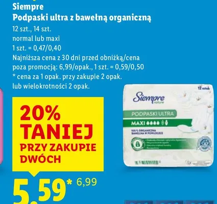 Podpaski ultra z bawełną organiczną promocja w Lidl