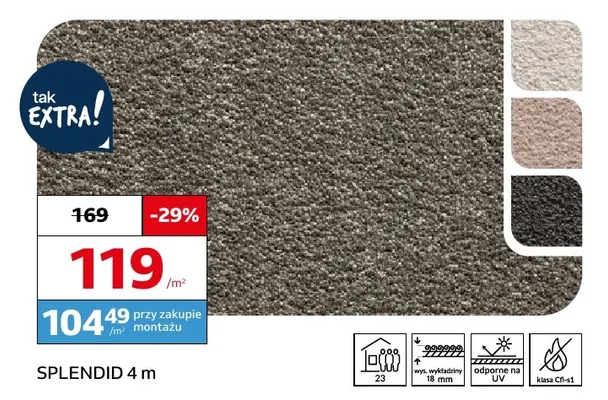 Wykładzina dywanowa Splendid 4 m promocja w Komfort