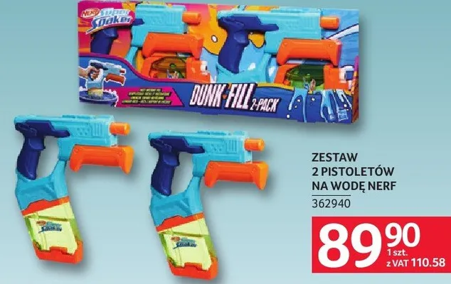 Zestaw 2 pistoletów na wodę Nerf promocja w Selgros