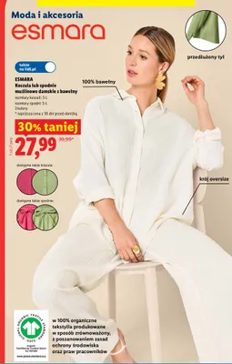 Spodnie damskie muślinowe z bawełny Esmara promocja w Lidl