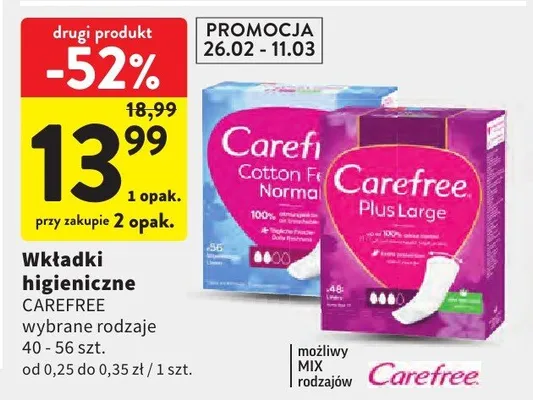 Wkładki higieniczne promocja w Intermarche
