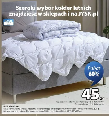 Kołdra FONDSBU promocja w Jysk