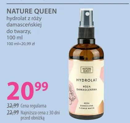 Hydrolat z róży damasceńskiej do twarzy Nature Queen promocja w Hebe