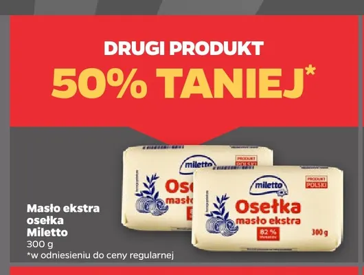 Masło ekstra osełka Miletto promocja w Netto