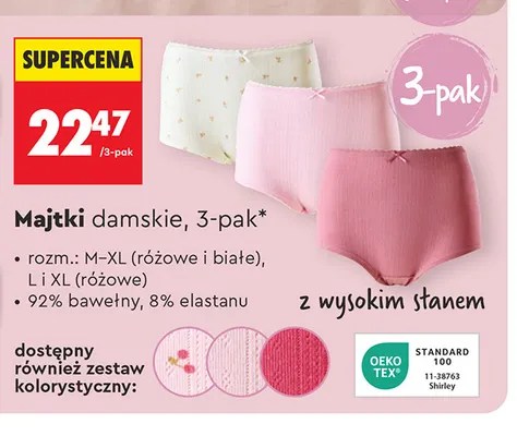 Majtki damskie z wysokim stanem CLEVÉ 3-pak promocja w Biedronka